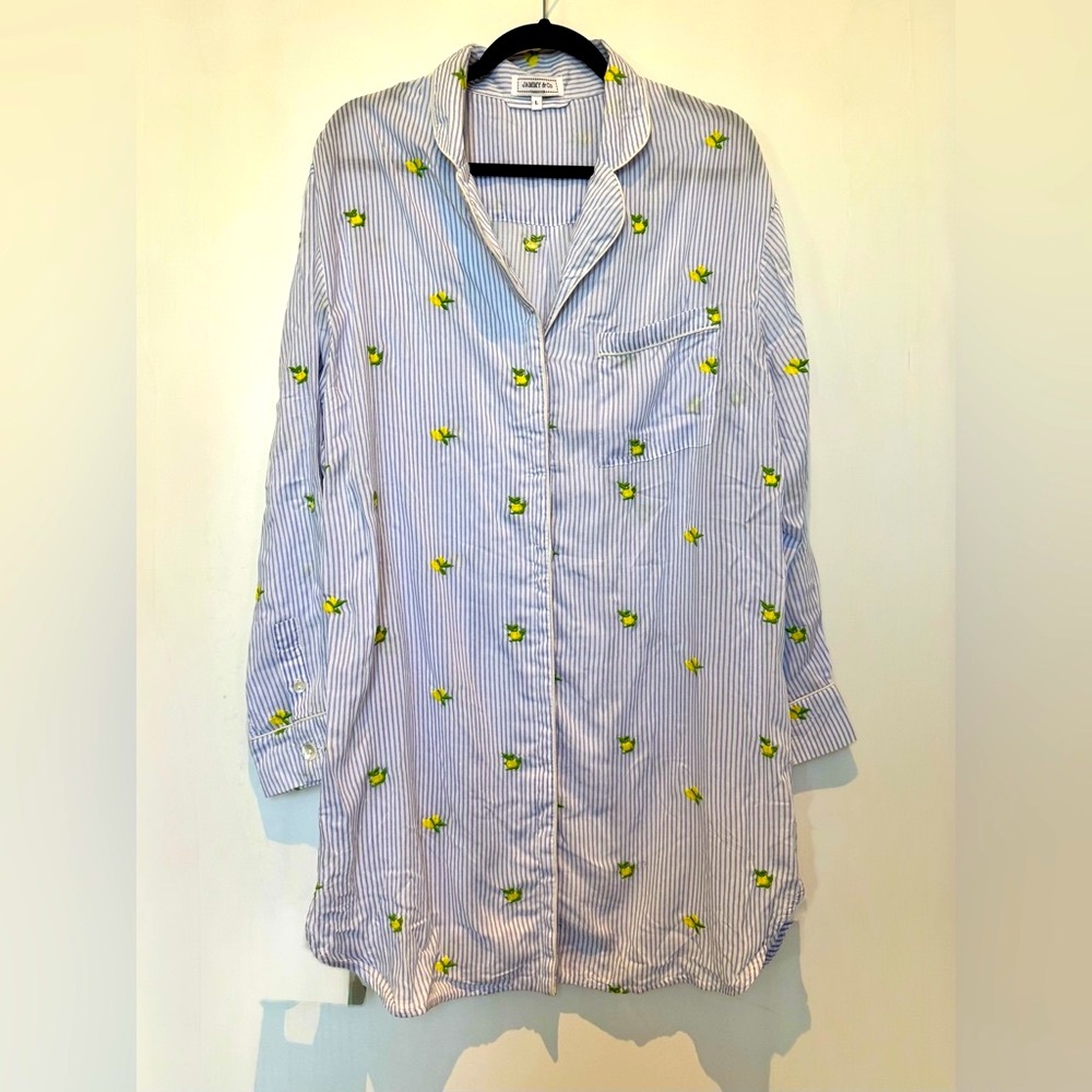 Jammy & Co. Striped Sleep Shirt with Lemon Print L 🇨🇦